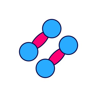 Doldurulmuş Dumbbell simgesi beyaz arkaplanda izole edildi. Kas kaldırma ikonu, fitness halteri, spor aletleri, egzersiz yaban domuzu. Vektör