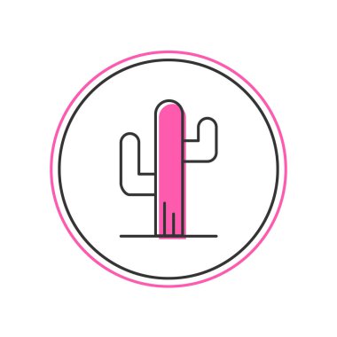 Beyaz arkaplanda izole edilmiş ana hatlı Kaktüs simgesi. Vektör