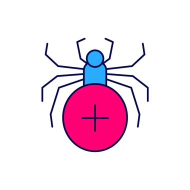 Beyaz arka planda izole edilmiş ana hatlı Örümcek simgesi. Mutlu Cadılar Bayramı Partisi. Vektör