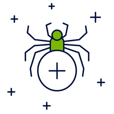 Beyaz arka planda izole edilmiş ana hatlı Örümcek simgesi. Mutlu Cadılar Bayramı Partisi. Vektör