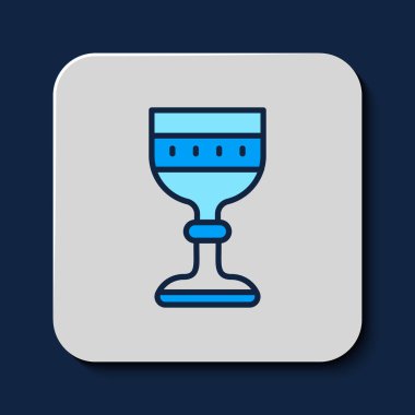 Filled outline Medieval goblet icon isolated on blue background.  Vector