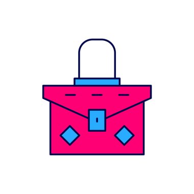 Filled outline Handbag icon isolated on white background. Female handbag sign. Glamour casual baggage symbol.  Vector