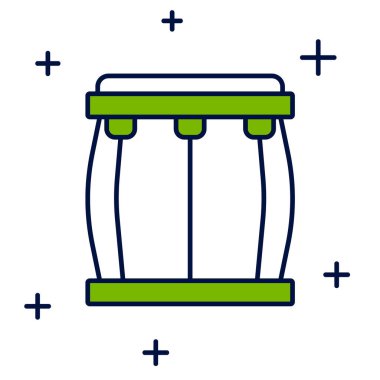 Doldurulmuş Drum simgesi beyaz arkaplanda izole edildi. Müzik işareti. Müzik aleti sembolü. Vektör