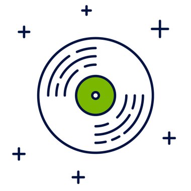 Doldurulmuş Vinil disk simgesi beyaz arkaplanda izole edildi. Vektör