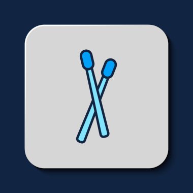 Filled outline Drum sticks icon isolated on blue background. Musical instrument.  Vector