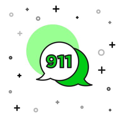 Beyaz arka planda izole edilmiş 911 ikonuyla dolu bir telefon hattı. Polis, ambulans, itfaiye, çağrı, telefon. Vektör.