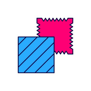 Doldurulmuş Tekstil kumaş rulo simgesi beyaz arkaplanda izole edildi. Yuvarlan, paspas, halı, halı, halı ya da kağıt rulo ikonu. Vektör.