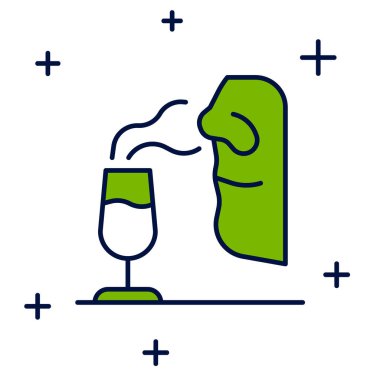 Doldurulmuş ana hatlı Sommelier simgesi beyaz arkaplanda izole edildi. Şarap tatma, içki içme. Şarap gibi kokuyor. Vektör.