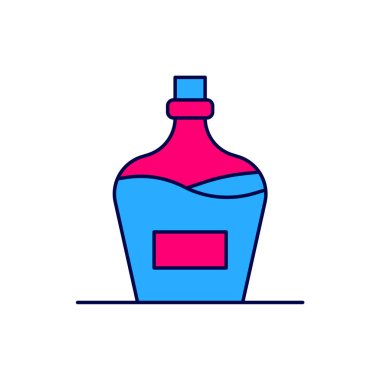 Filled outline Old bottle of wine icon isolated on white background. Bottle of homemade wine. Vector.