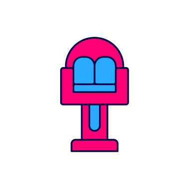 Beyaz arkaplanda izole edilmiş ana hatlı atlıkarınca simgesi. Eğlence parkı. Çocuklar için eğlence parkı, eğlence parkı. Vektör.