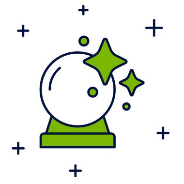 Doldurulmuş sihirli top simgesi beyaz arkaplanda izole edildi. Kristal küre. Vektör.