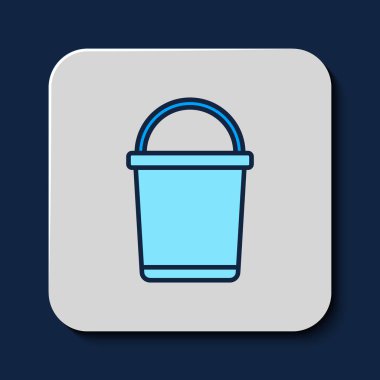 Filled outline Bucket icon isolated on blue background. Vector.