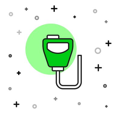 Beyaz arkaplanda izole edilmiş ana hatlı telsiz ikonu. Taşınabilir radyo vericisi simgesi. Radyo alıcı-vericisi işareti. Vektör.