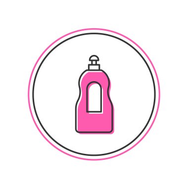 Beyaz arka planda izole edilmiş bulaşık deterjanı ikonu. Bulaşık yıkamak için sıvı deterjan. Vektör.