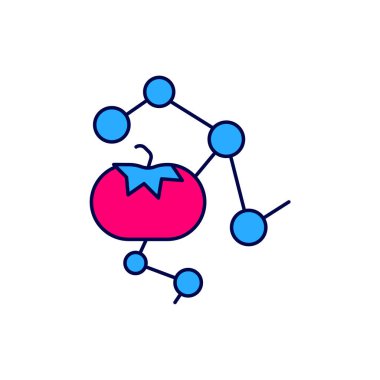 Genetik olarak değiştirilmiş besin simgesi beyaz arka planda izole edildi. GDO meyvesi. Vektör