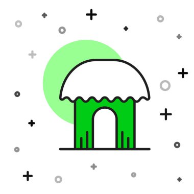 Beyaz arka planda izole edilmiş ana hatlı Afrika kulübe simgesi. Afrika evi sembolü. Vektör.