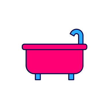 Beyaz arkaplanda izole edilmiş ana hatlı Küvet simgesi. Vektör