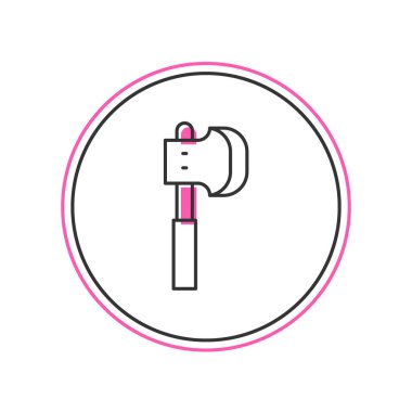 Doldurulmuş ahşap balta simgesi beyaz arkaplanda izole edildi. Oduncu baltası. Vektör.