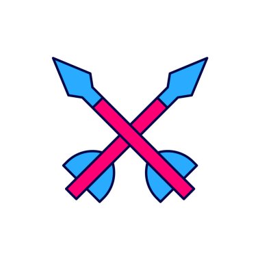 Doldurulmuş Ortaçağ ok simgesi beyaz arkaplanda izole edildi. Ortaçağ silahı. Vektör.