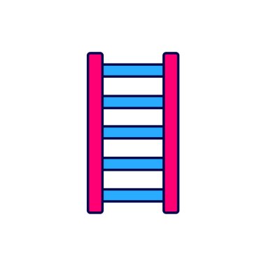 Doldurulmuş Ateş merdiven simgesi beyaz arkaplanda izole edildi. Pompier merdiveni. İtfaiyeciler merdiveni sırıkla tırmanır. Vektör.