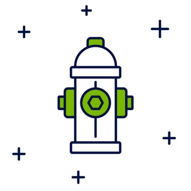 Beyaz arkaplanda izole edilmiş ana hatlı yangın musluğu simgesi. Vektör.