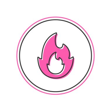 Doldurulmuş Ateş alevi simgesi beyaz arkaplanda izole edildi. Vektör.