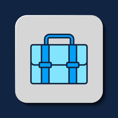 Doldurulmuş Evrak Çantası simgesi mavi arkaplanda izole edildi. İş ilanı. İş portföyü. Vektör