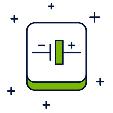 Filled outline DC voltage source icon isolated on white background. Vector.