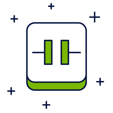 Beyaz arkaplanda elektrolitik kapasitör simgesi izole edildi. Vektör.