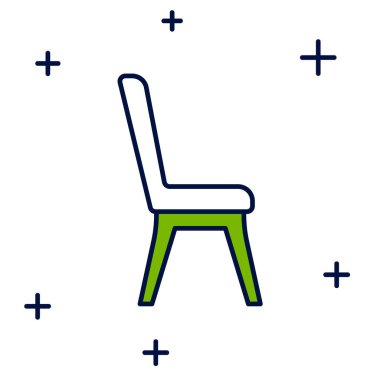 Beyaz arkaplanda izole edilmiş ana hatlı sandalye simgesi. Vektör.