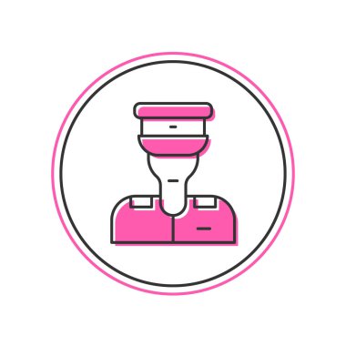 Doldurulmuş ana hatlı tren iletken simgesi beyaz arkaplanda izole edildi. Vektör