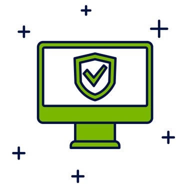 Filled outline Insurance online icon isolated on white background. Security, safety, protection, protect concept. Vector.