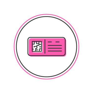Filled outline QR code ticket train icon isolated on white background.  Vector