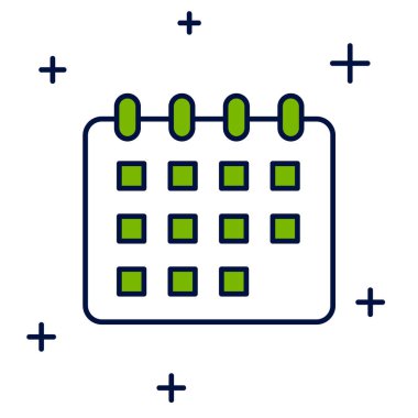 Doldurulmuş takvim simgesi beyaz arkaplanda izole edildi. Olay hatırlatma sembolü. Vektör