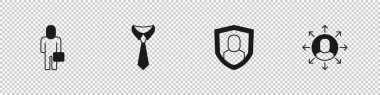 Set Businessman Tie User protection and Multitasking manager working icon. Vector.
