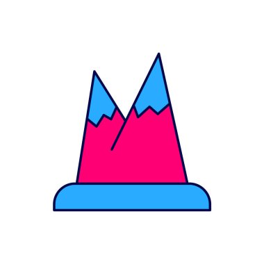 Filled outline Mountains icon isolated on white background. Symbol of victory or success concept.  Vector