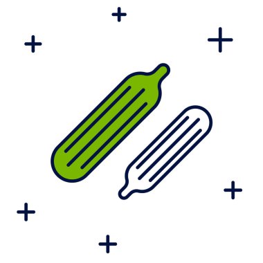 Filled outline Fresh cucumber icon isolated on white background.  Vector