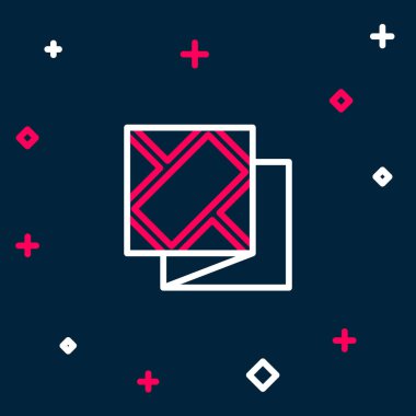 Katlanmış harita simgesi mavi arkaplanda izole edildi. Renkli taslak konsepti. Vektör