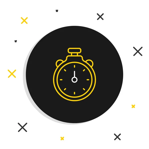 Line Stopwatch Ikonen Isolerad Vit Bakgrund Tidtagarskylt Kronometertecken Färgstarkt Skisskoncept — Stock vektor