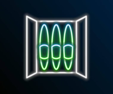 Parlayan neon hattı siyah arkaplanda izole edilmiş bir puro simgesi. Renkli taslak konsepti. Vektör