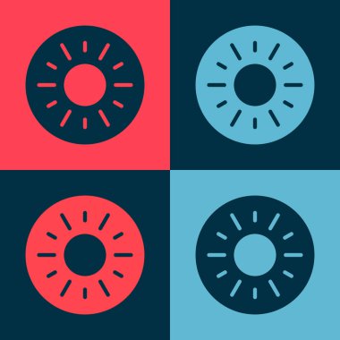 Pop Art Sun simgesi renk arkaplanında izole edildi. Vektör