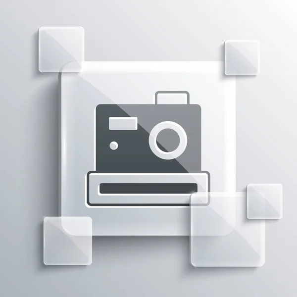 Grey Photo Camera Icon Isolated Grey Background Foto Camera Digital — Stock Vector