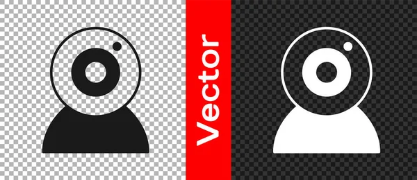 Icône Caméra Web Noire Isolée Sur Fond Transparent Caméra Chat — Image vectorielle