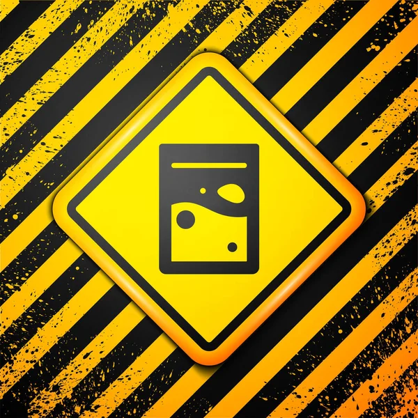 Schwarze Plastiktüte Mit Drogensymbol Auf Gelbem Hintergrund Gesundheitsgefahr Warnzeichen Vektor — Stockvektor