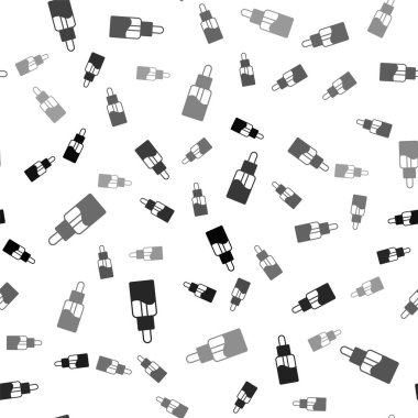 Elektronik sigara ikonu için siyah Vape sıvı şişesi beyaz arka planda izole edilmiş pürüzsüz desen. Vektör