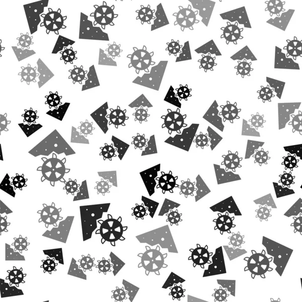 Das Schwarze Schaufelradbagger Symbol Isoliert Nahtlose Muster Auf Weißem Hintergrund — Stockvektor