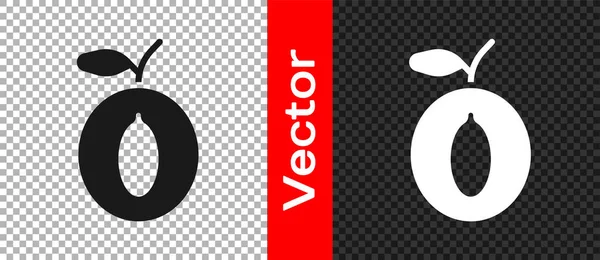 Ikona Ovoce Černé Švestky Izolované Průhledném Pozadí Vektor — Stockový vektor