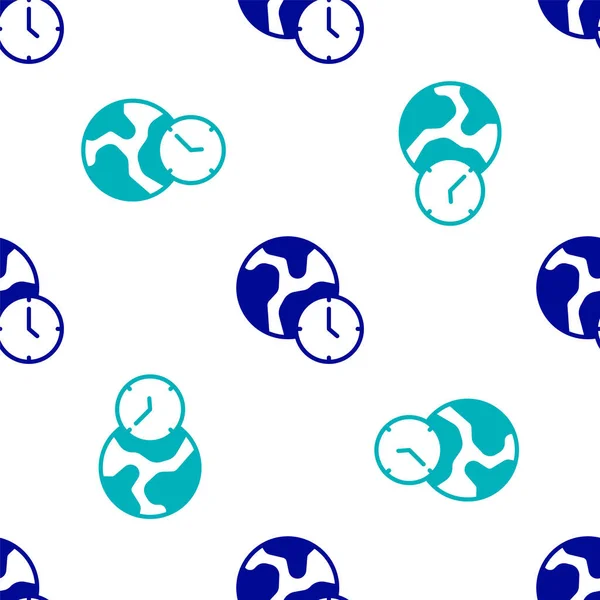 Blue World Icono Tiempo Aislado Patrón Sin Costuras Sobre Fondo — Archivo Imágenes Vectoriales