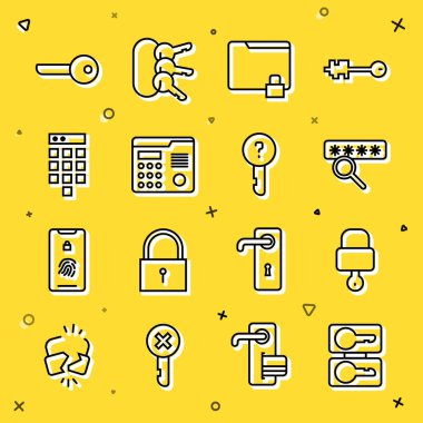 Satır döküm anahtarlarını, Kilidi ve Parola korumasını, Dizin kilidini, Ev dahili iletişim sistemini, Anahtar ve Tanımlanmamış simgeyi ayarla. Vektör