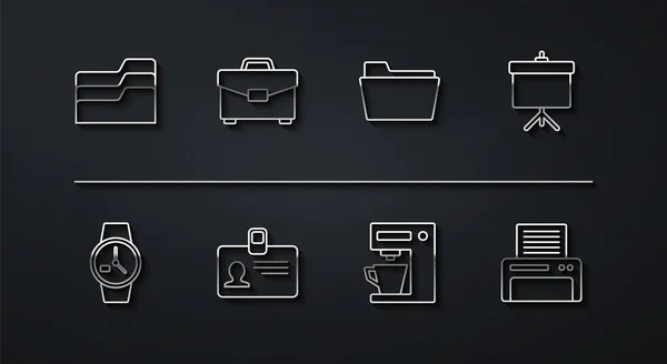 다이어그램 Briefcase Printer Icon Vector — 스톡 벡터